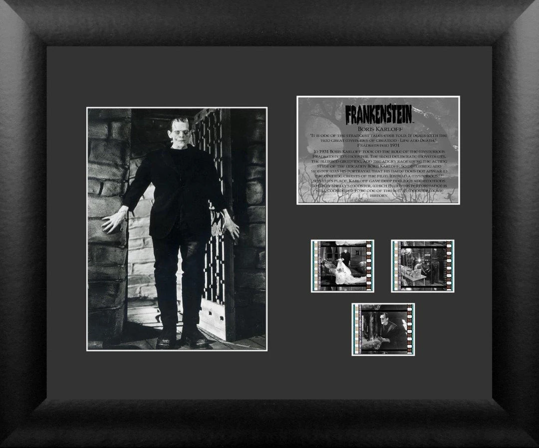 Film Cells LTD. Frankenstein (Boris Karloff - 1931) Horror Presentation Film Cell 3 Film Cells LTD. Frankenstein (Boris Karloff - 1931) Horror Presentation Film Cell