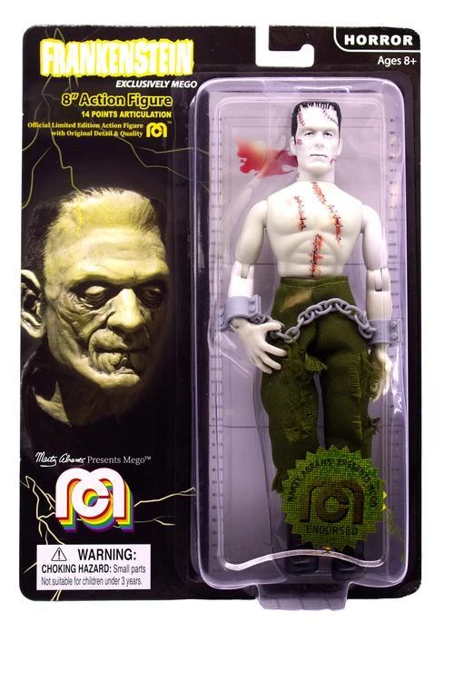 Mego Horror Wave 6 - Frankenstein 8" Action Figure (Glow In The Dark, Bare Chested With Painted Stitches)