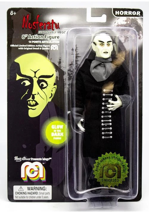 Mego Horror Wave 6 - Nosferatu 8" Action Figure (With Black Coat, Glow In The Dark)