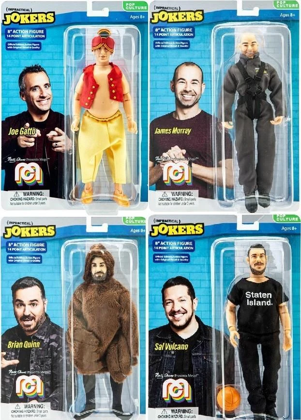 Mego Impractical Jokers Pop Culture Joe, James, Sal & Brian Set Of 4 - 8" Action Figures All Mego 3 Mego Impractical Jokers Pop Culture Joe, James, Sal & Brian Set Of 4 - 8" Action Figures All Mego